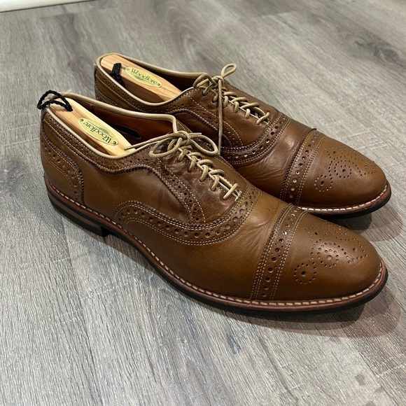 Allen Edmonds 11.5 Rush Street Antique Brown Brogue Wingtip Vibram Sole Oxford - Picture 2 of 13